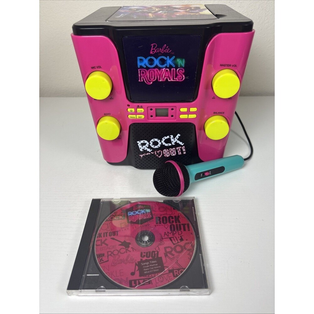 Barbie Rock'n Royals Karaoke Machine w/ Microphone and CD - WORKS - NEEDS PLUG